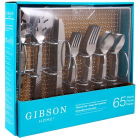 Gibson Home Prato 65 Piece Flatware Set with Wire Caddy