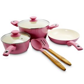 Gibson Home Plaza CafÃ© 7 Piece Aluminum Nonstick Cookware Set in Lavender