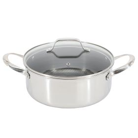 Oster Modessa 4.5 Quart Nonstick Triply Stainless Steel Dutch Oven with Honeycomb Design in Silver