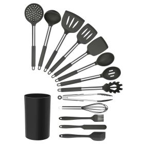 MegaChef Gray Silicone and Stainless Steel Cooking Utensils, Set of 14