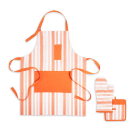 Better Homes & Garden Farma Apron, Oven Mitt and Potholder Set, Pumpkin, 3 Piece