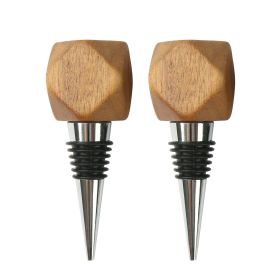 Better Homes & Gardens Elegant Wine Bottle Stopper Aluminum and Wood, Brown and Silver 3.93"